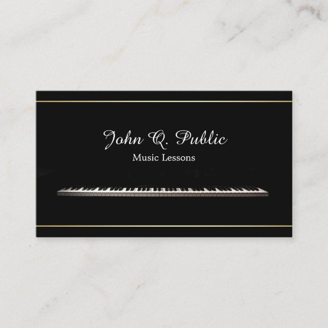 Music Lessons Teacher Professional Elegant Business Card (Front)