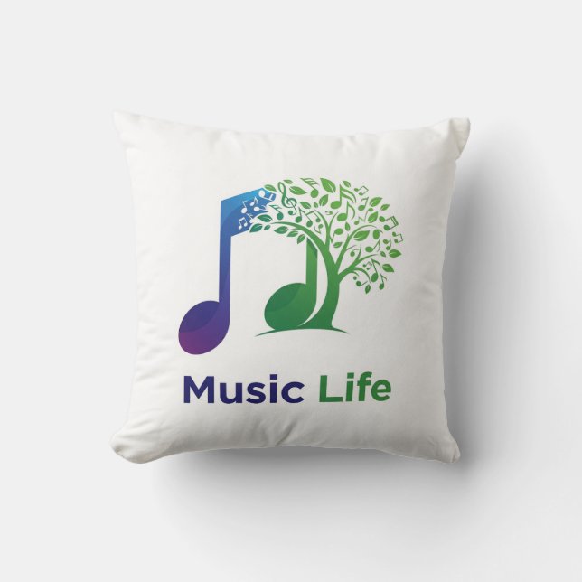 Music Life, features a vibrant  Throw Pillow (Front)
