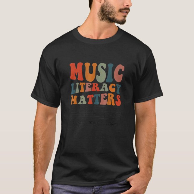 Music Literacy Matters I Like To Eat Puppies 8 T-Shirt (Front)