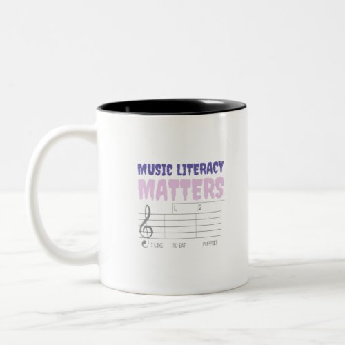 Music Literacy Matters I Like To Eat Puppies Two_Tone Coffee Mug