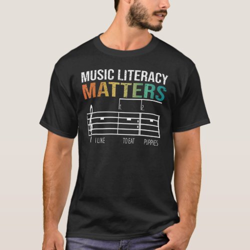 Music Literacy Matters Vintage I Like to eat puppi T_Shirt