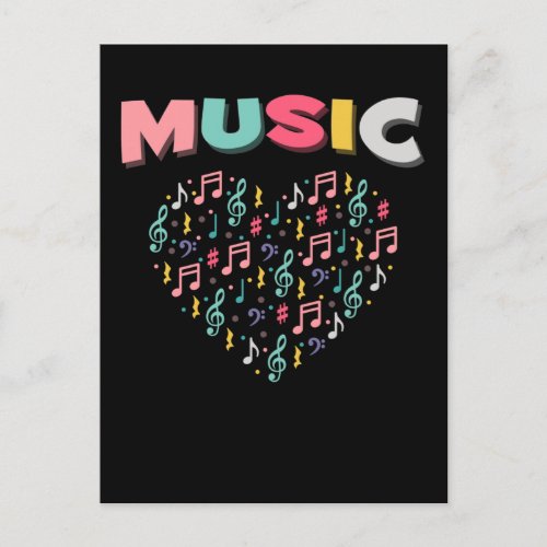 Music Love Colorful Treble Clef Musical Note Heart Postcard