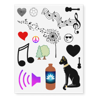 music love peace heart cat kombucha temp tattoos