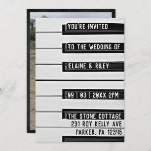 Music=Love Piano Keys Photo Wedding Invitation