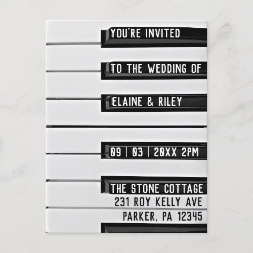 MusicLove Piano Keys Wedding Invitation Postcard