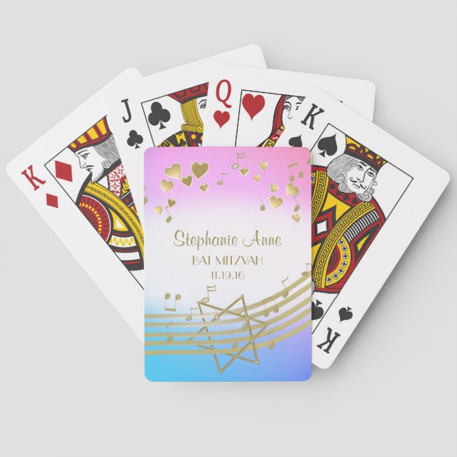 Music Love Song Bat Mitzvah Poker Cards (Back)