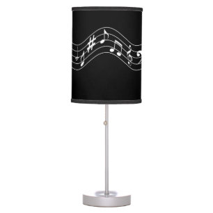 Music Love, Treble staff black and white Table Lamp