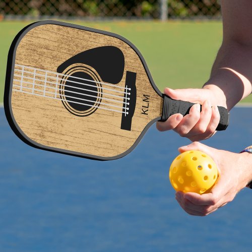 Music Lover Aged Wooden Acoustic Guitar Pickleball Paddle