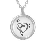 Music Lover Bass Clef Treble Clef Heart Necklace at Zazzle