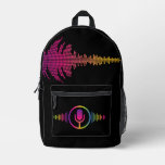 music lover black and rainbow printed backpack