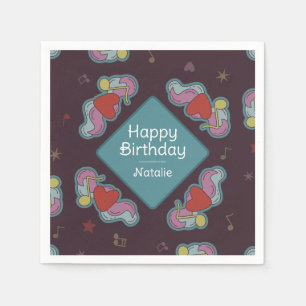 Music Lover Doodles Theme Birthday Party Teal Napkins