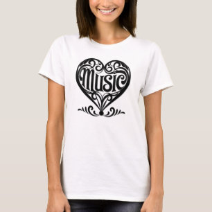 Music Lover Elegant Scrolled Heart for Musicians T-Shirt