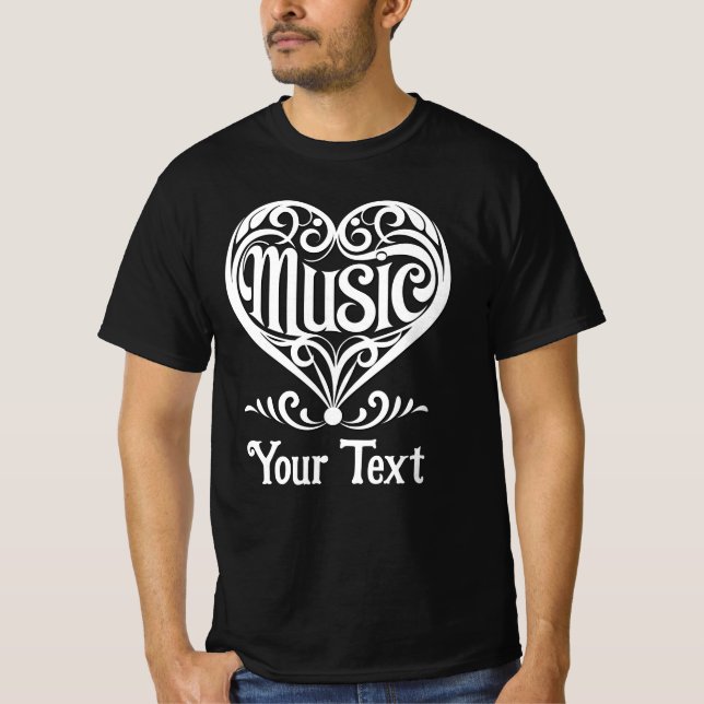 Music Lover Elegant Scrolled Heart Personalized T-Shirt (Front)