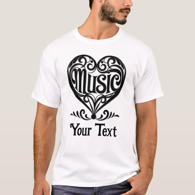 Music Lover Elegant Scrolled Heart Personalized T-Shirt (Front)