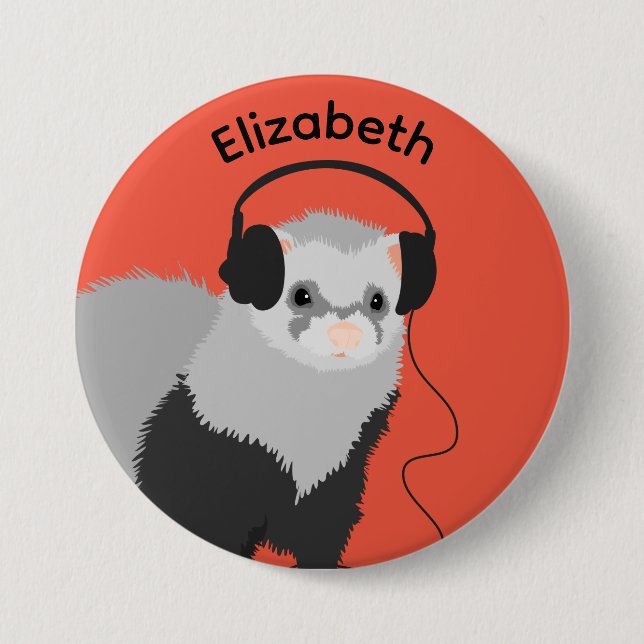 Music Lover Ferret Name Button (Front)