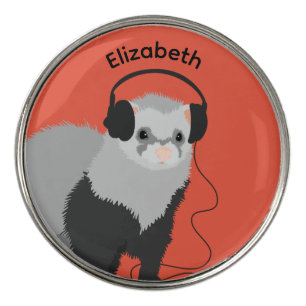 Music Lover Ferret Name Golf Ball Marker