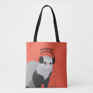Music Lover Ferret Name Tote Bag
