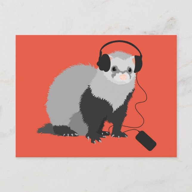 Music Lover Ferret Postcard (Front)