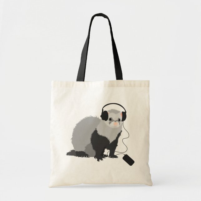 Music Lover Ferret Tote Bag (Front)