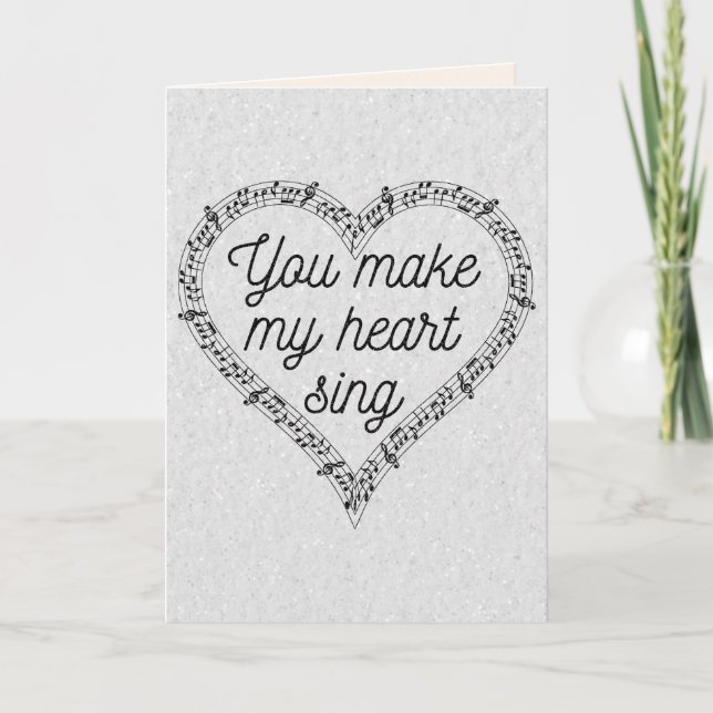 Music Lover Glitter Valentine Card (Front)