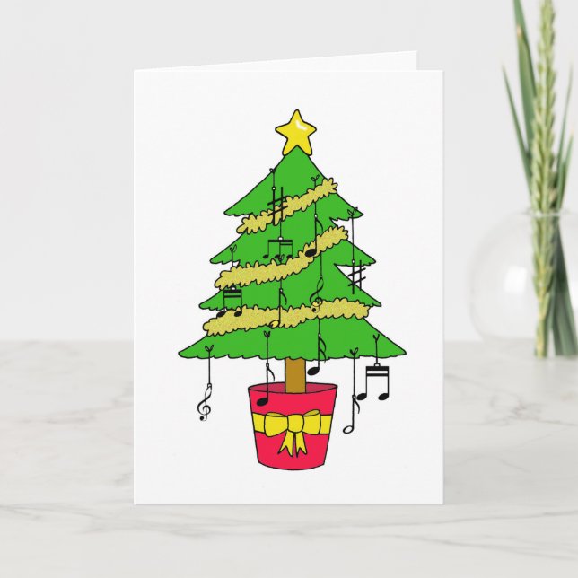 Music Lover Happy Christmas Tree Holiday Card (Front)