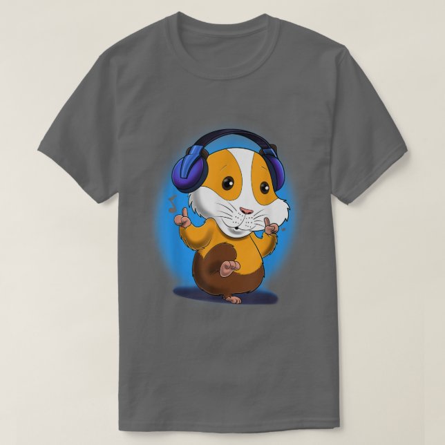 Music Lover I DJ Headphones I Cute Guinea Pig  T-Shirt (Design Front)
