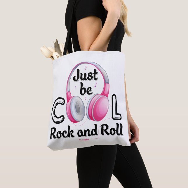 Music Lover Just Be Cool Rock and Roll Tote Bag (Close Up)