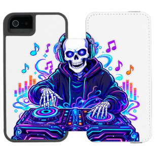 Music Lover Neon Skeleton Design iPhone SE/5/5s Wallet Case