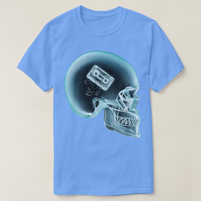 Music Lover Scull X-Ray Audio Cassette Tape  T-Shirt (Design Front)