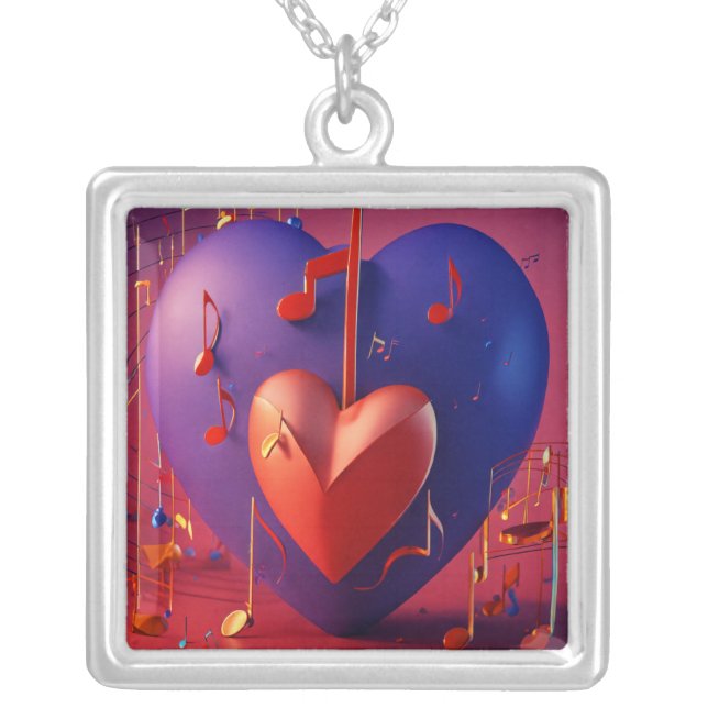 Music Lover Silver Plated Necklace (Front)