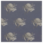 Music Lover Sketch with Birds and Band Instruments Fabric