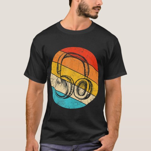 Music Lover Vintage Retro DJ Funny Headphones T_Shirt