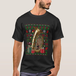 Music Lover Xmas Lights Ugly Musical Tuba Christma T-Shirt