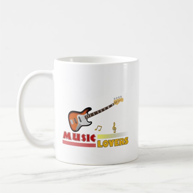 Music Lovers Bass Word Art Design Coffee Mug (Left)
