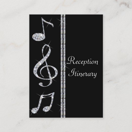 Music Lovers Diamond Shimmer On Black Wedding Enclosure Card