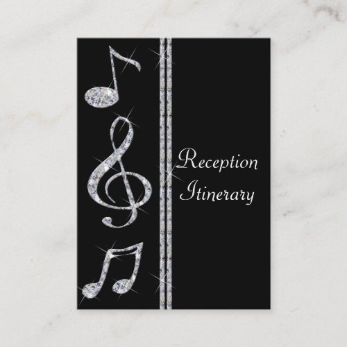 Music Lovers Diamond Shimmer On Black Wedding Business Card Template