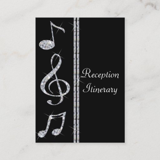 Customizable Music Lovers Diamond Shimmer On Black Wedding Business Card Template