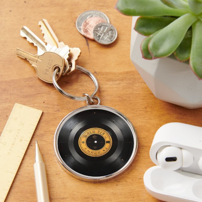 Music Lover's Essential - Retro Vinyl Record Keychain (Desk)