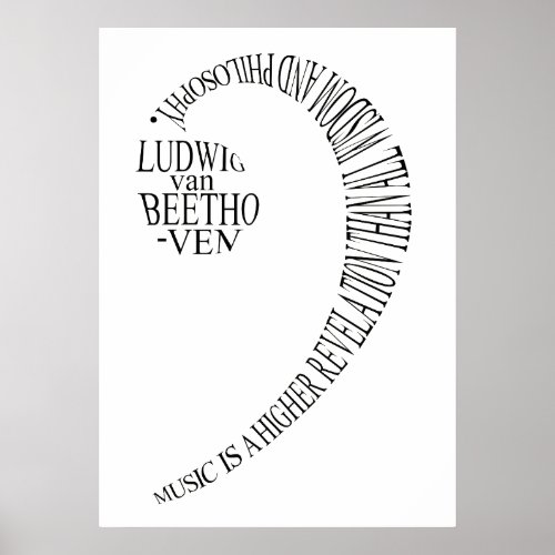 Music Lovers Gift Poster _ Bass Clef Word Art