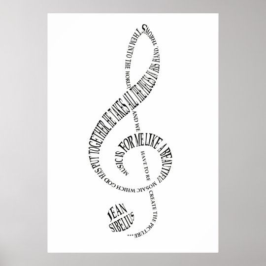 Music Lovers Gift Poster Treble Clef Word Art Zazzle