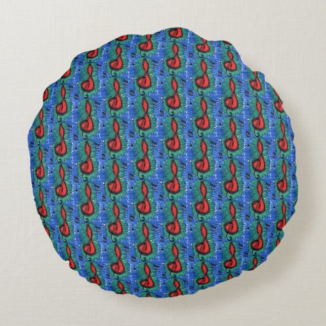 Music lovers musical notation band, choir          round pillow (Back)