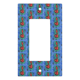 Music lovers musical notation design in red, blue  light switch cover