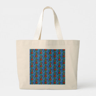 Music lovers musical notation in blue, red & greem large tote bag
