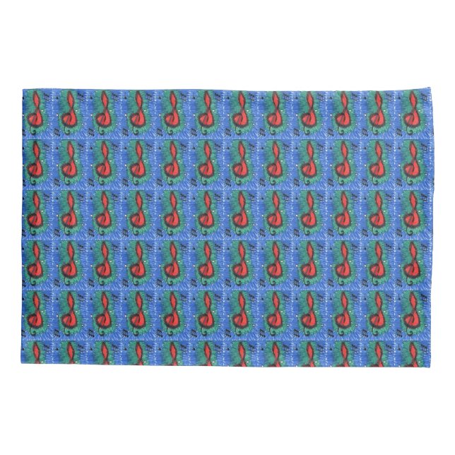 Music lovers musical notation joyful design blue   pillow case (Back)