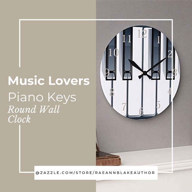 Music Lovers Piano Keys Round Wall Clock (Creator Uploaded)