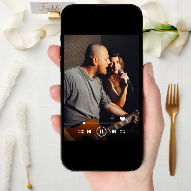 Music Lovers QR Code Wedding Photo Save the Date  (Front Digital)