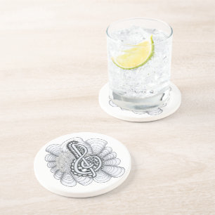 Music Lovers Treble Clef Design Sandstone Coaster