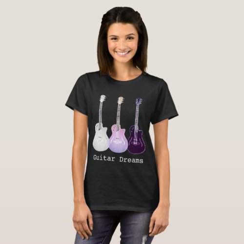 Music Lovers Vintage Purple Art Guitar Dreams T_Shirt