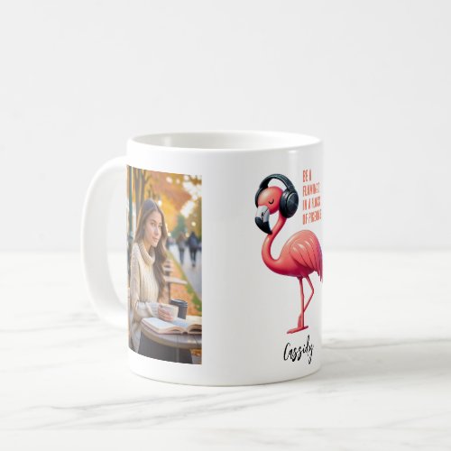 Music_loving flamingo fun Add Photo Coffee Mug