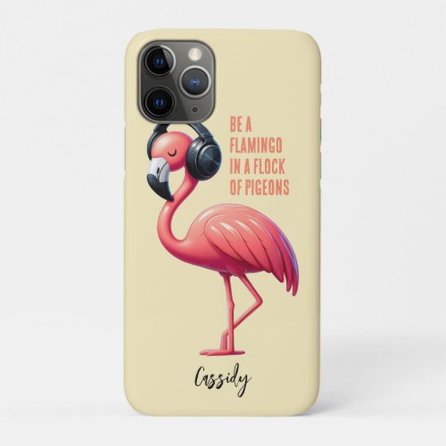 Music_loving flamingo fun iPhone 11 pro case